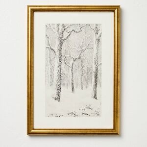 Hearth & Hand Snowy Trees Gold Framed Wall Art 11x14 Christmas Target